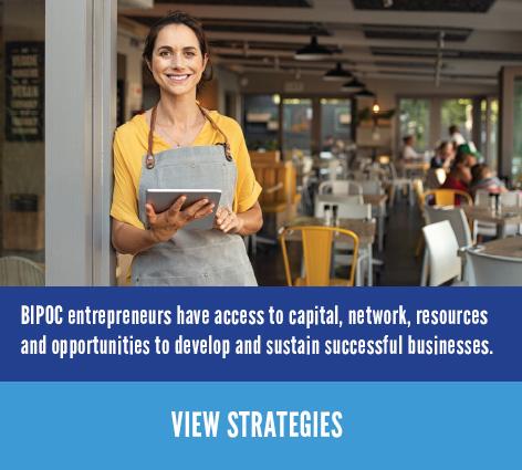 BIPOC entrepreneurs have access to capital, network, resources and opportunities to develop and sustain successful businesses.